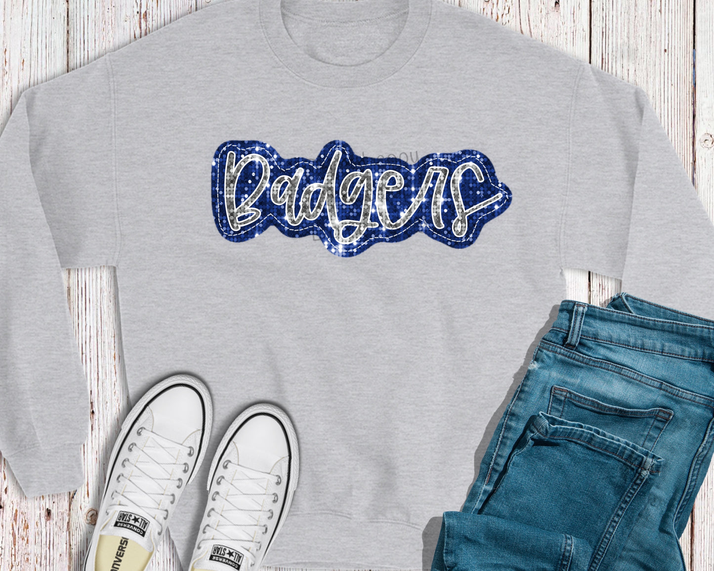 Badgers sequin blue silver-DTF