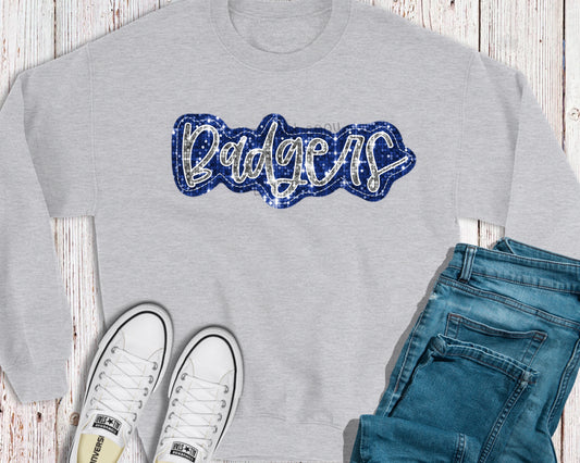 Badgers sequin blue silver-DTF