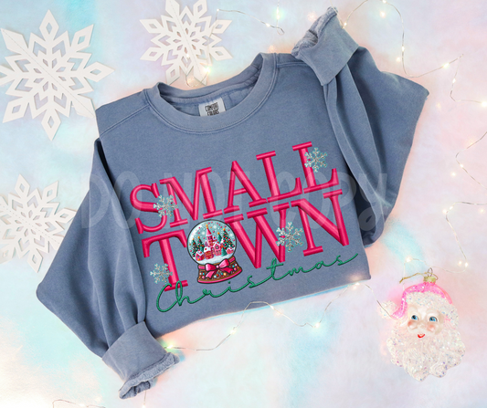 Small town Christmas faux embroidery-DTF