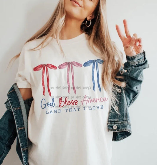 God bless America Bows- DTF
