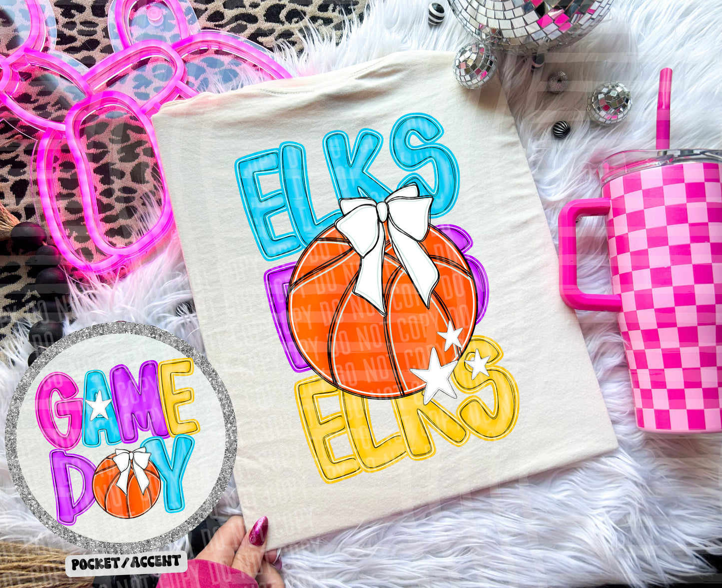 Bright Preppy Basketball(included FRONT AND BACK) DROPDOWN- DTF&UV