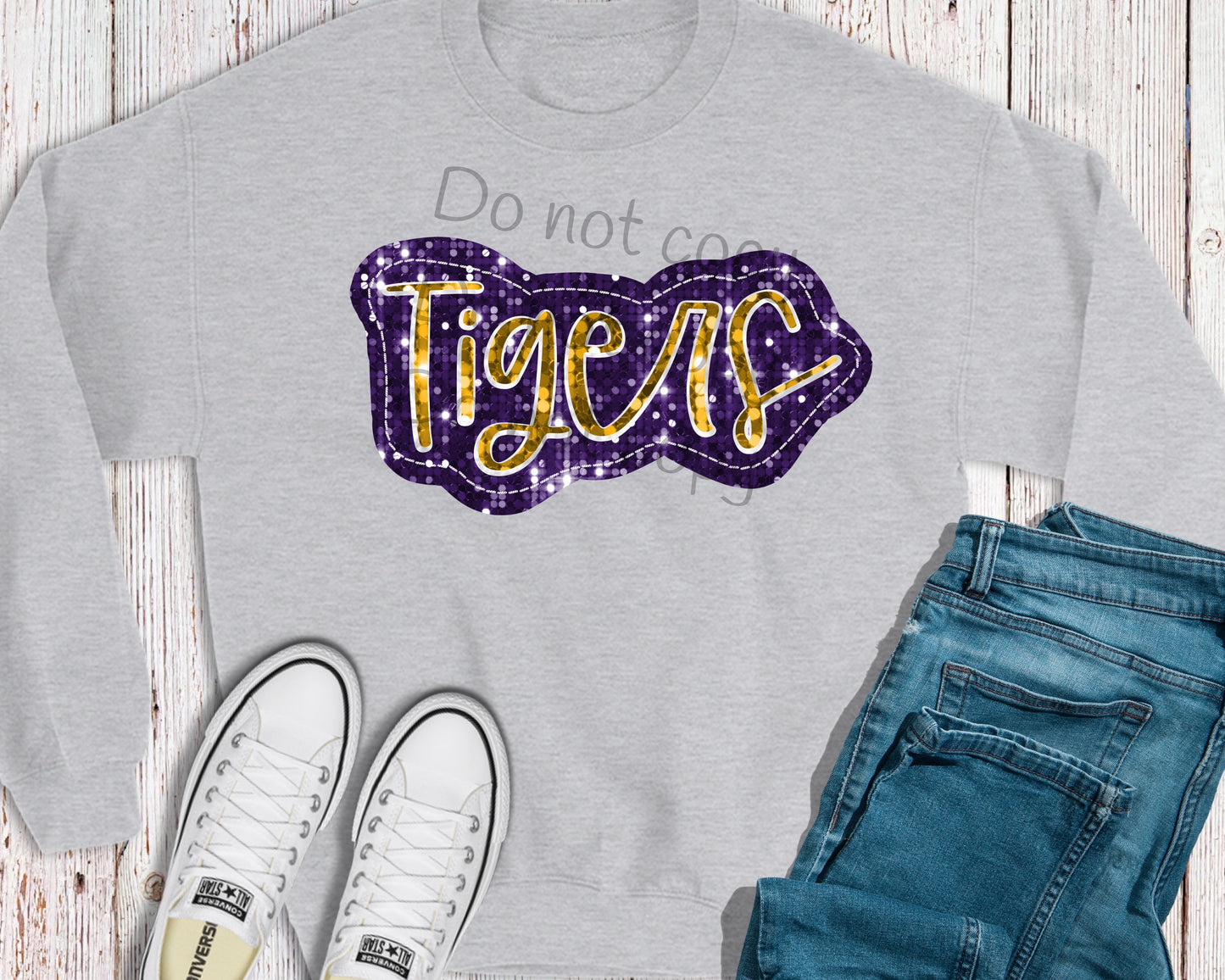 Tigers sequin purple gold-DTF