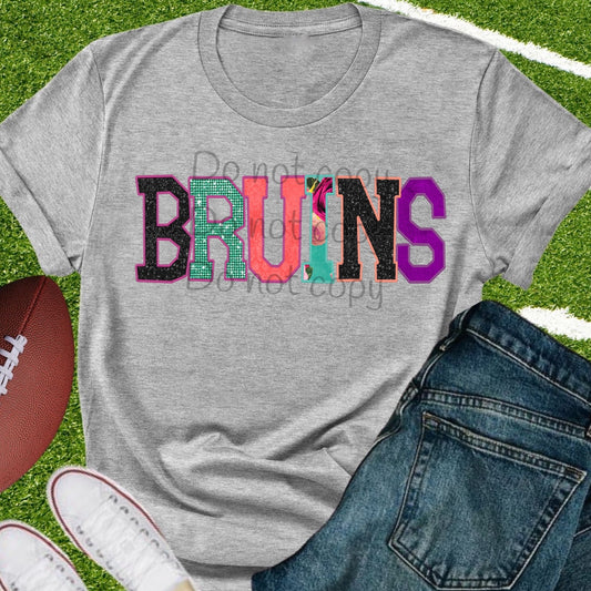 Bruins faux appliqué words-DTF