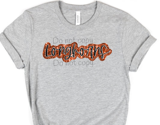 Longhorns orange black sequin-DTF