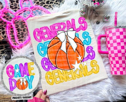 Bright Preppy Basketball(included FRONT AND BACK) DROPDOWN- DTF&UV