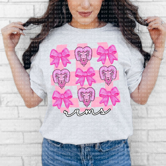 Rams Coquette Checkered Faux Embroidery - DTF