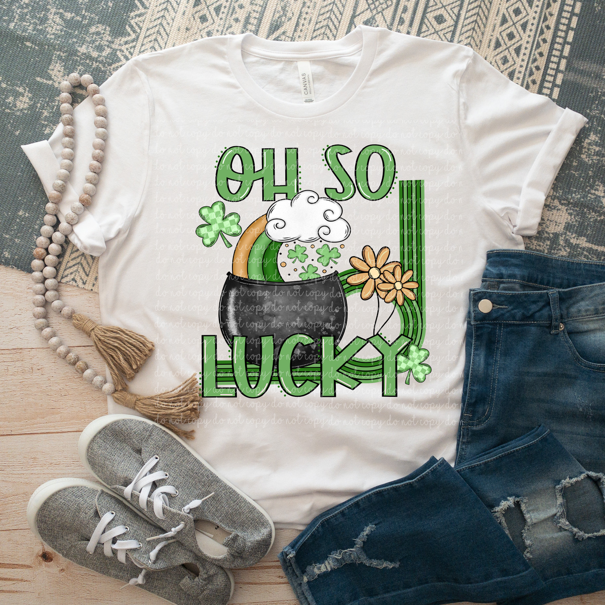 Oh So Lucky Green Rainbow DTF