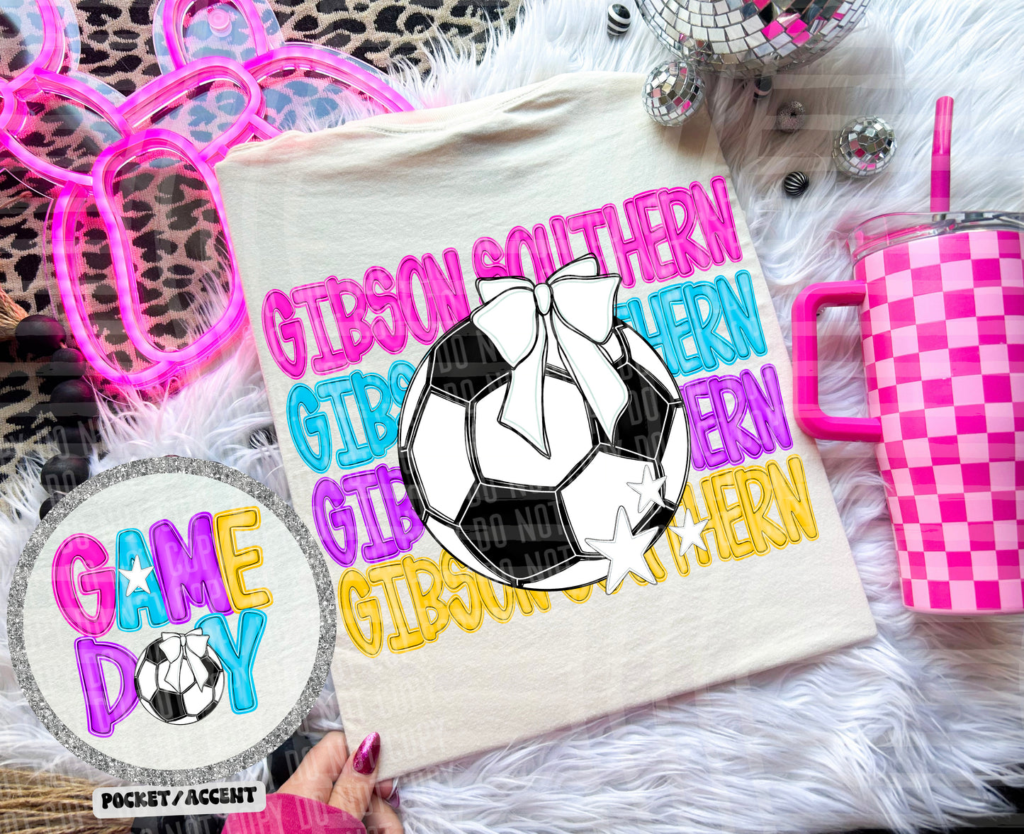 Bright Preppy Soccer(included FRONT AND BACK) DROPDOWN- DTF&UV