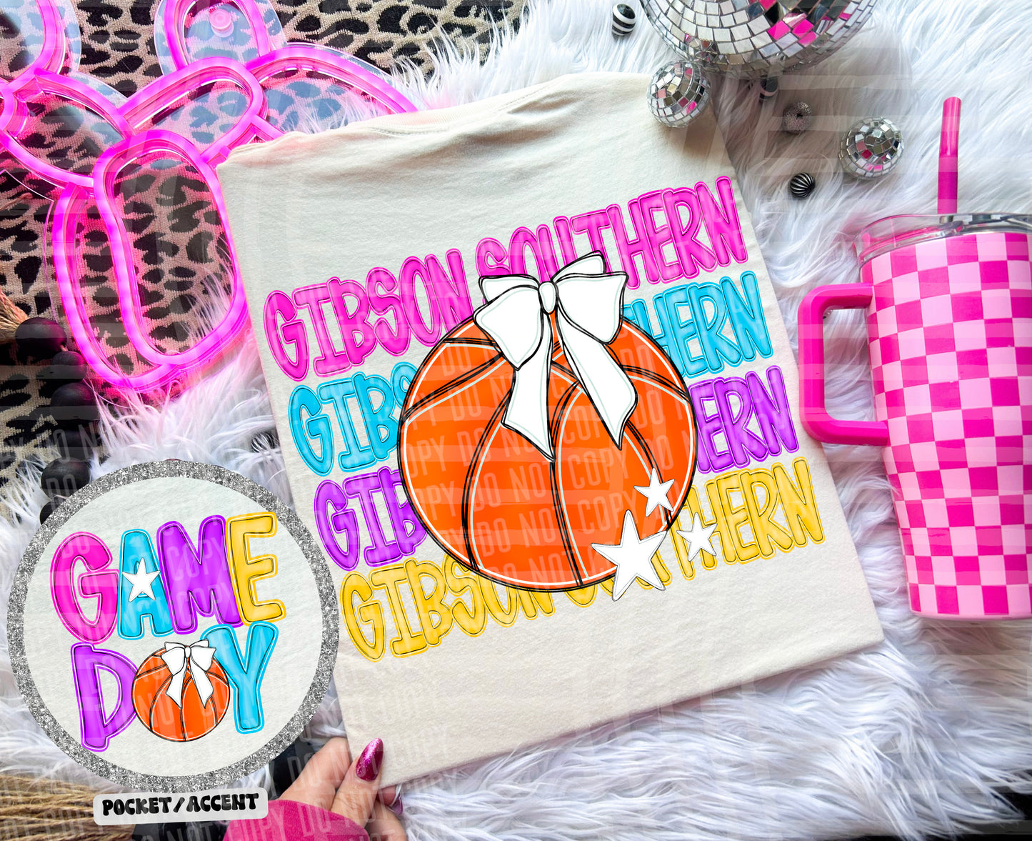 Bright Preppy Basketball(included FRONT AND BACK) DROPDOWN- DTF&UV