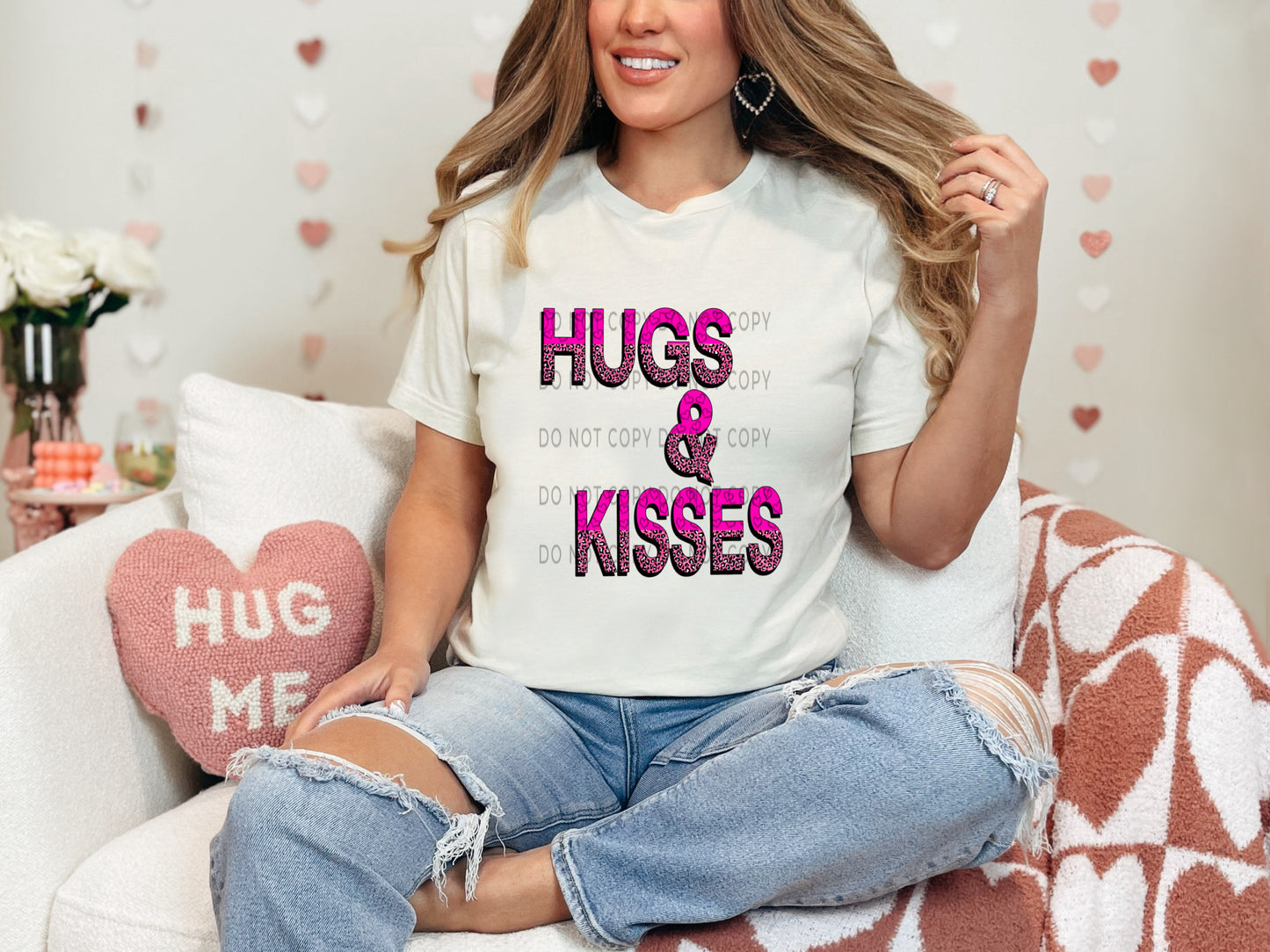Hugs And Kisses Half Pink Leopard DTF
