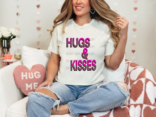 Hugs And Kisses Half Pink Leopard DTF