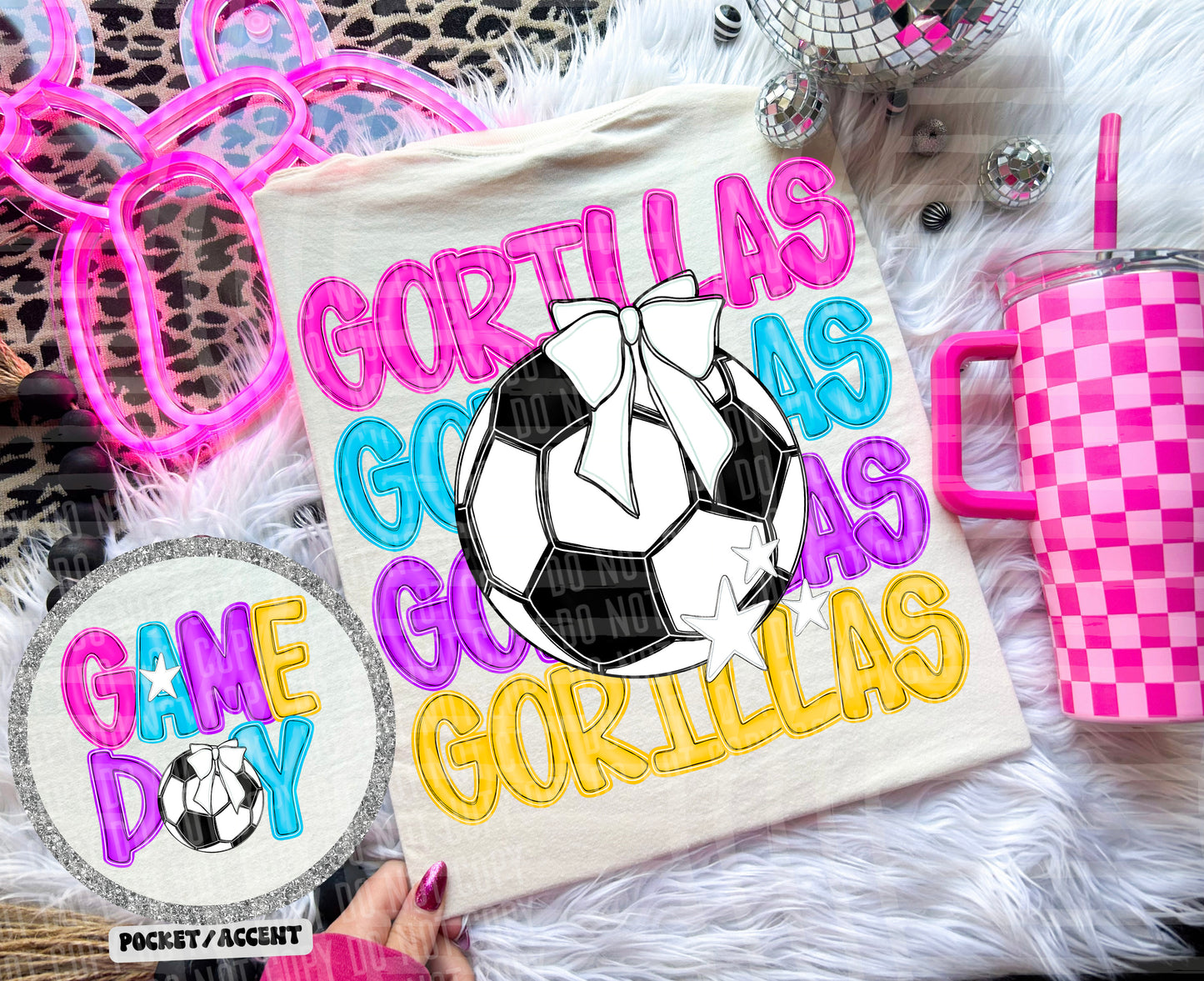 Bright Preppy Soccer(included FRONT AND BACK) DROPDOWN- DTF&UV