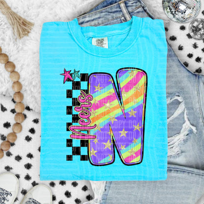 Rainbow Swirl Initials (Dropdown)- DTF&UV