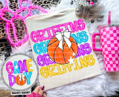 Bright Preppy Basketball(included FRONT AND BACK) DROPDOWN- DTF&UV