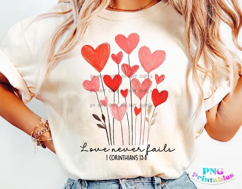 Love never fails hearts-DTF&UV