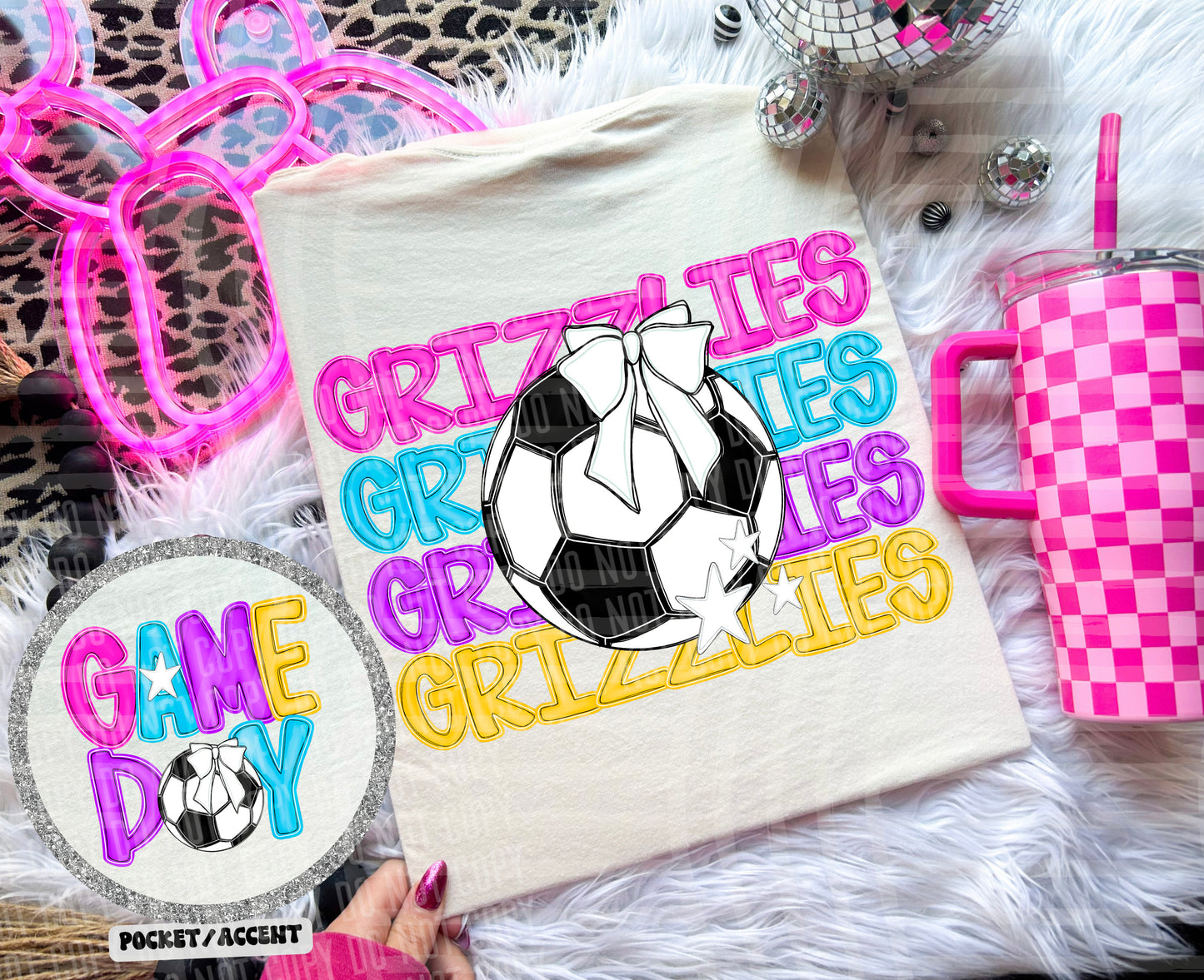 Bright Preppy Soccer(included FRONT AND BACK) DROPDOWN- DTF&UV