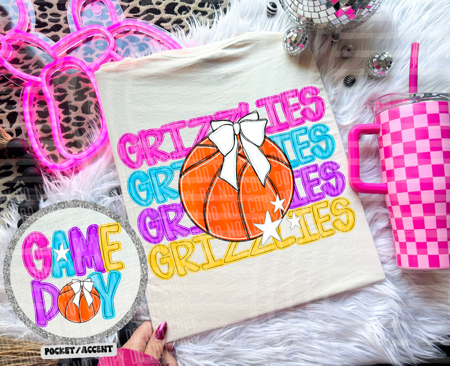Bright Preppy Basketball(included FRONT AND BACK) DROPDOWN- DTF&UV