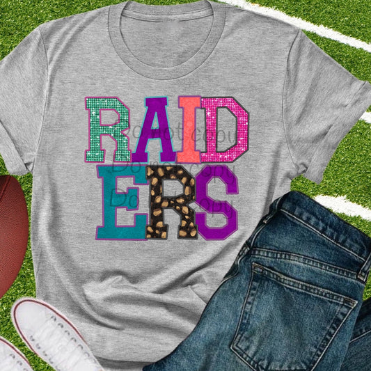Raiders faux appliqué words-DTF