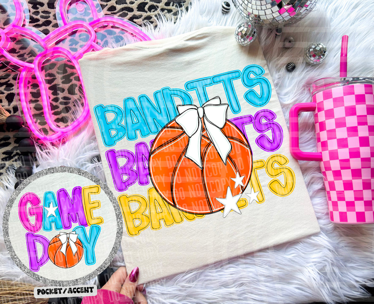 Bright Preppy Basketball(included FRONT AND BACK) DROPDOWN- DTF&UV