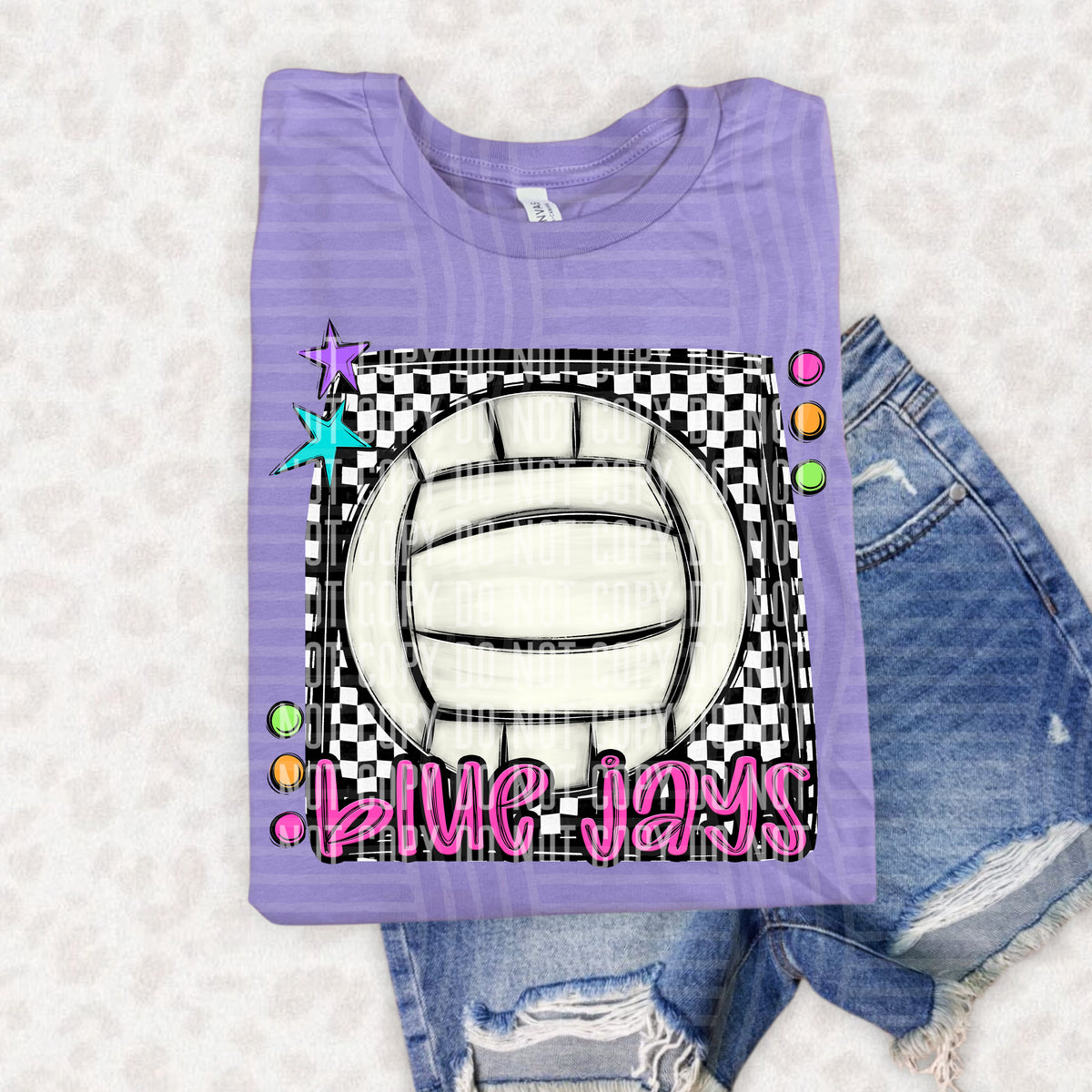 Bright preppy volleyball- (DROPDOWN MASCOT)-DTF&UV