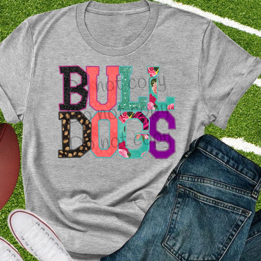 Bulldogs appliqué words-DTF