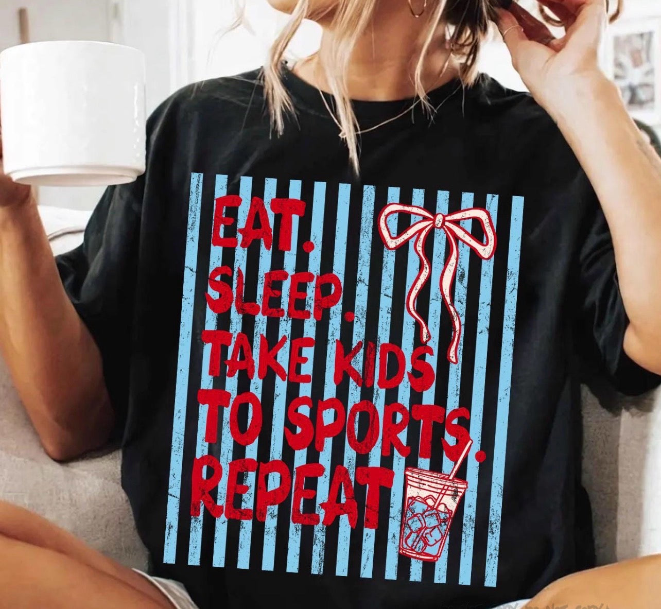 Blue and Red Eat Sleep Sports- DTF&UV