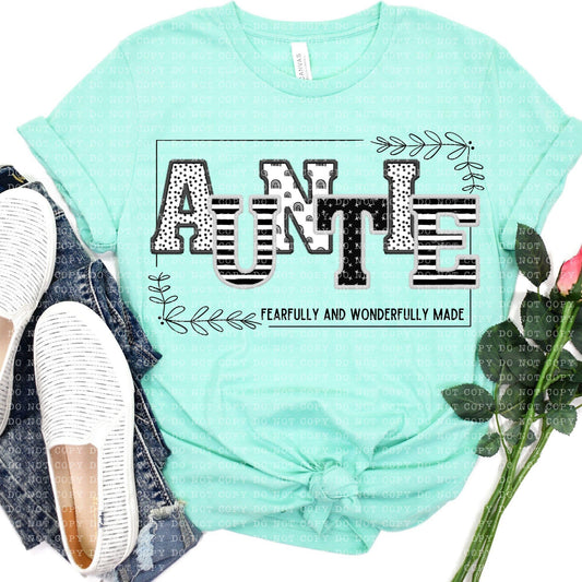 Fearfully And Wonderfully Made Auntie Black And White Mixed Prints - DTF