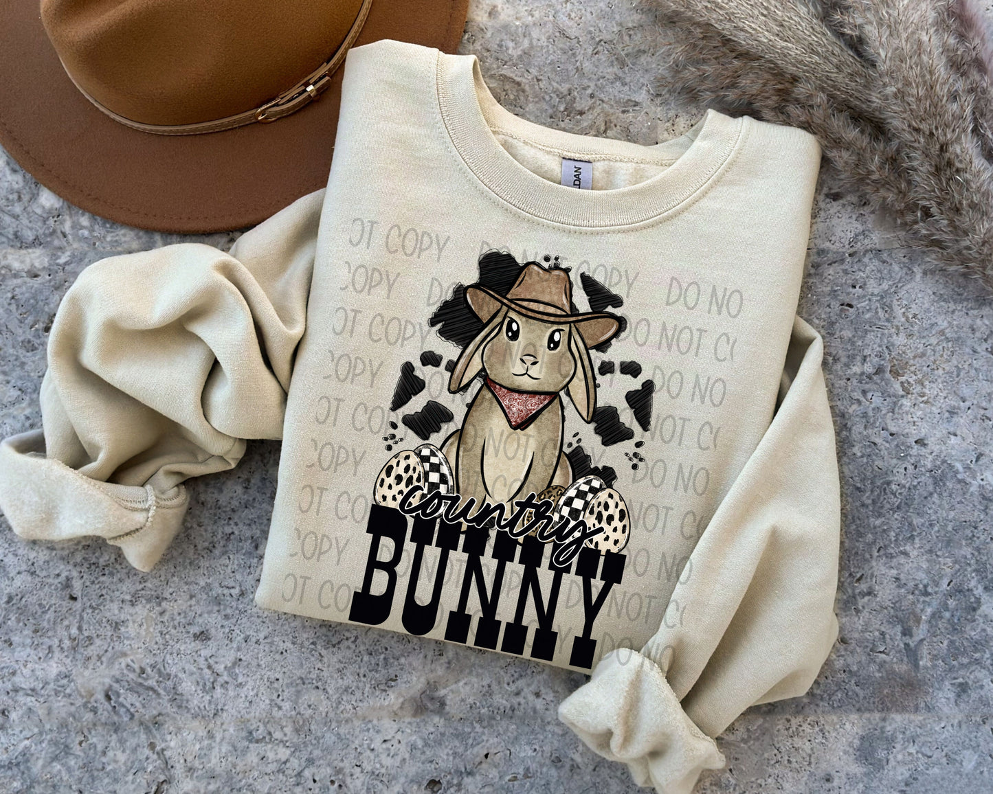 Country Bunny Cow Print -DTF