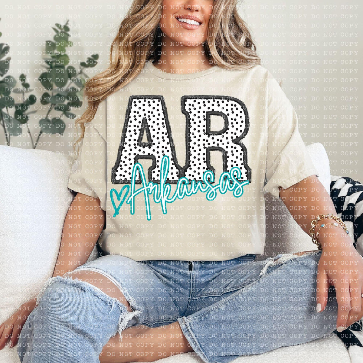 Polka Dotted Faux Embroidery States (ALL STATES)-DTF