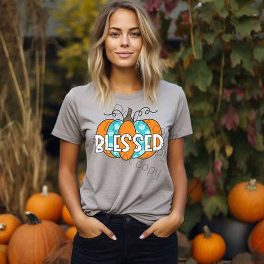 Blessed orange turquoise pumpkin-DTF