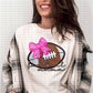 Football Mama With Faux Embroidery Coquette Bow - DTF