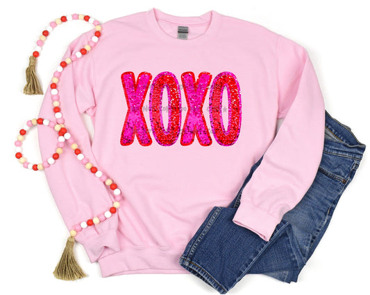 XOXO pink red faux sequin-DTF