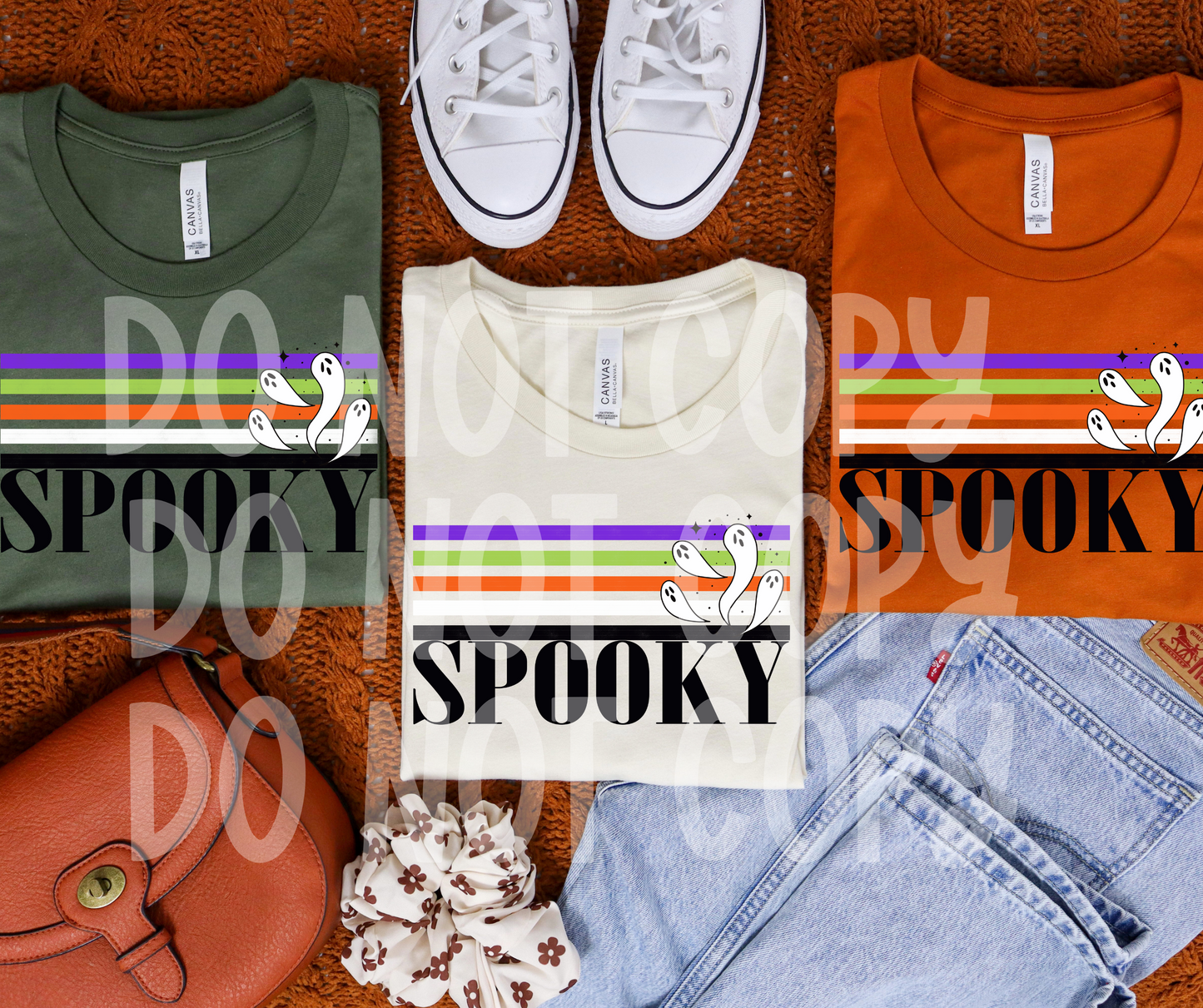 Spooky Ghost Retro Stripe-dtf