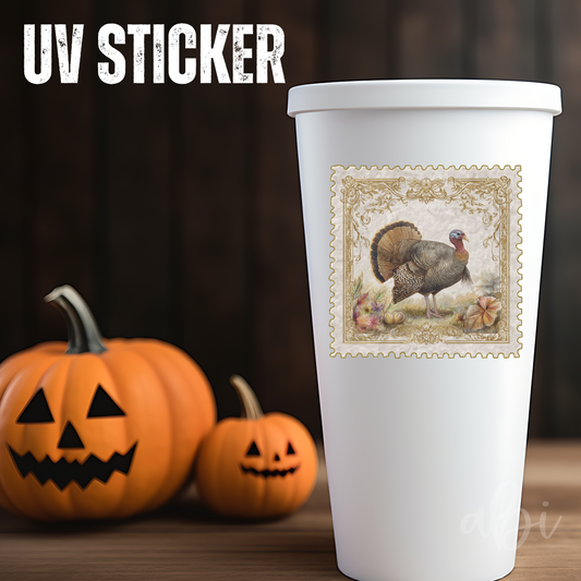 TURKEY THANKSGIVING POSTAGE STAMP -UV Stickers