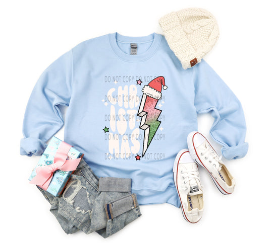 Christmas Leopard Bolt Santa Wht - DTF