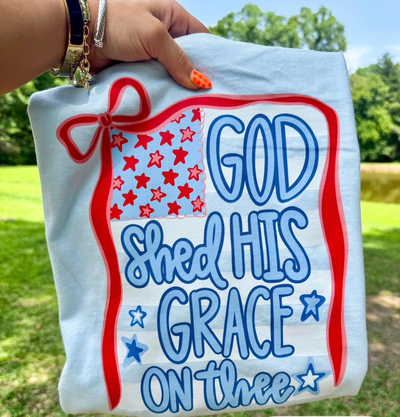 God shed his grace on thee ribbon 
Frame-DTF&UV