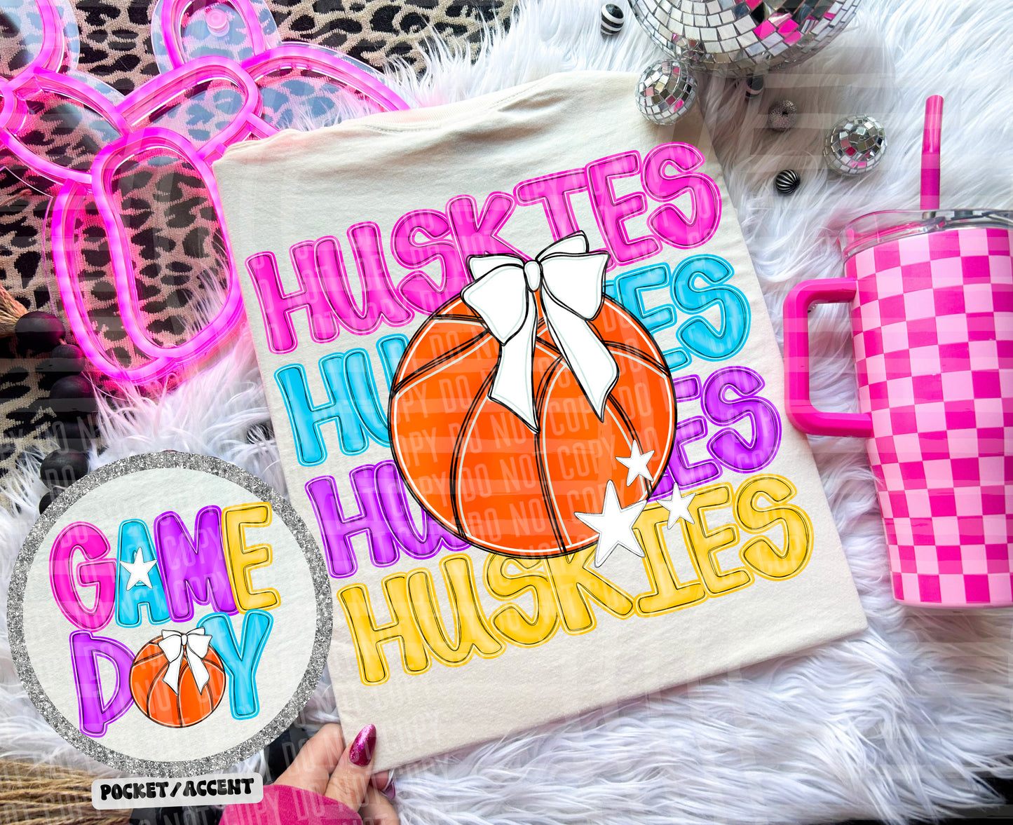 Bright Preppy Basketball(included FRONT AND BACK) DROPDOWN- DTF&UV