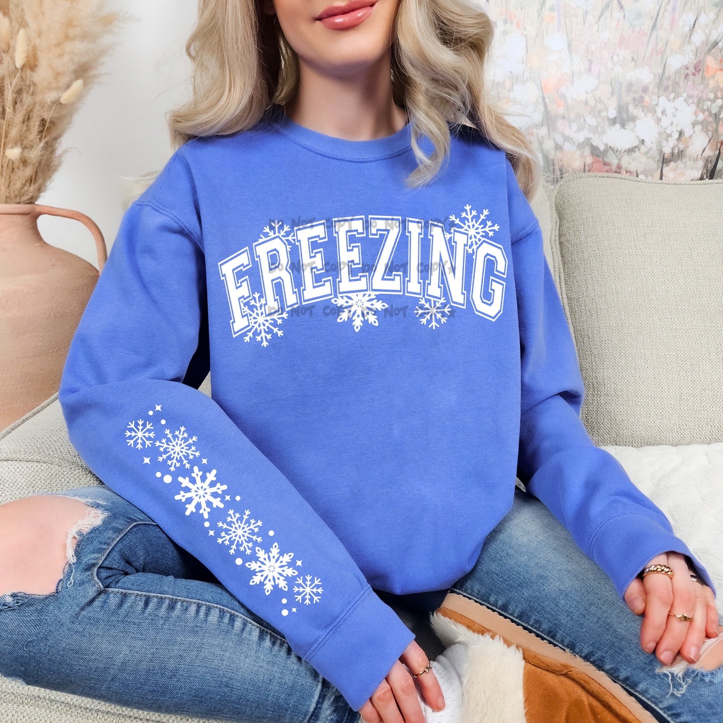 Freezing with snowflakes (COMES WITH ONE SLEEVE) -DTF