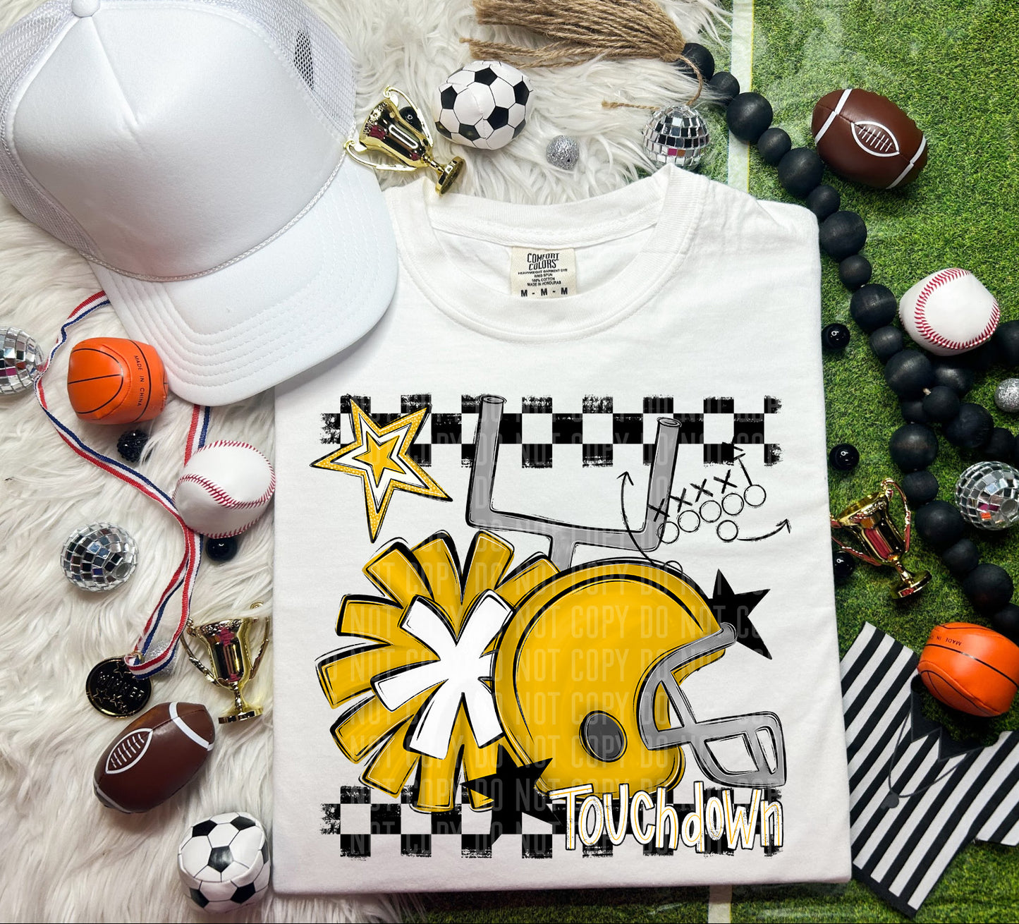 Football Helmet- Pom(Dropdown)- DTF&UV