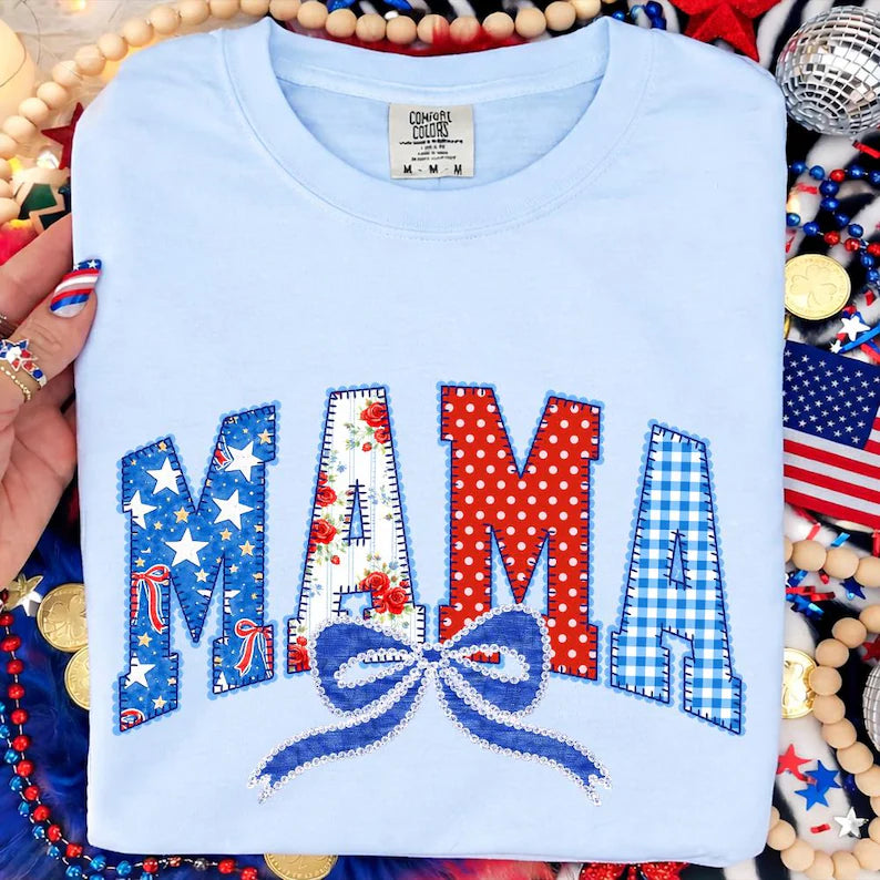 Mama red white and blue -DTF&UV