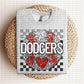 Baseball Mascots Faux Embroidery Checkered Sequins -DTF