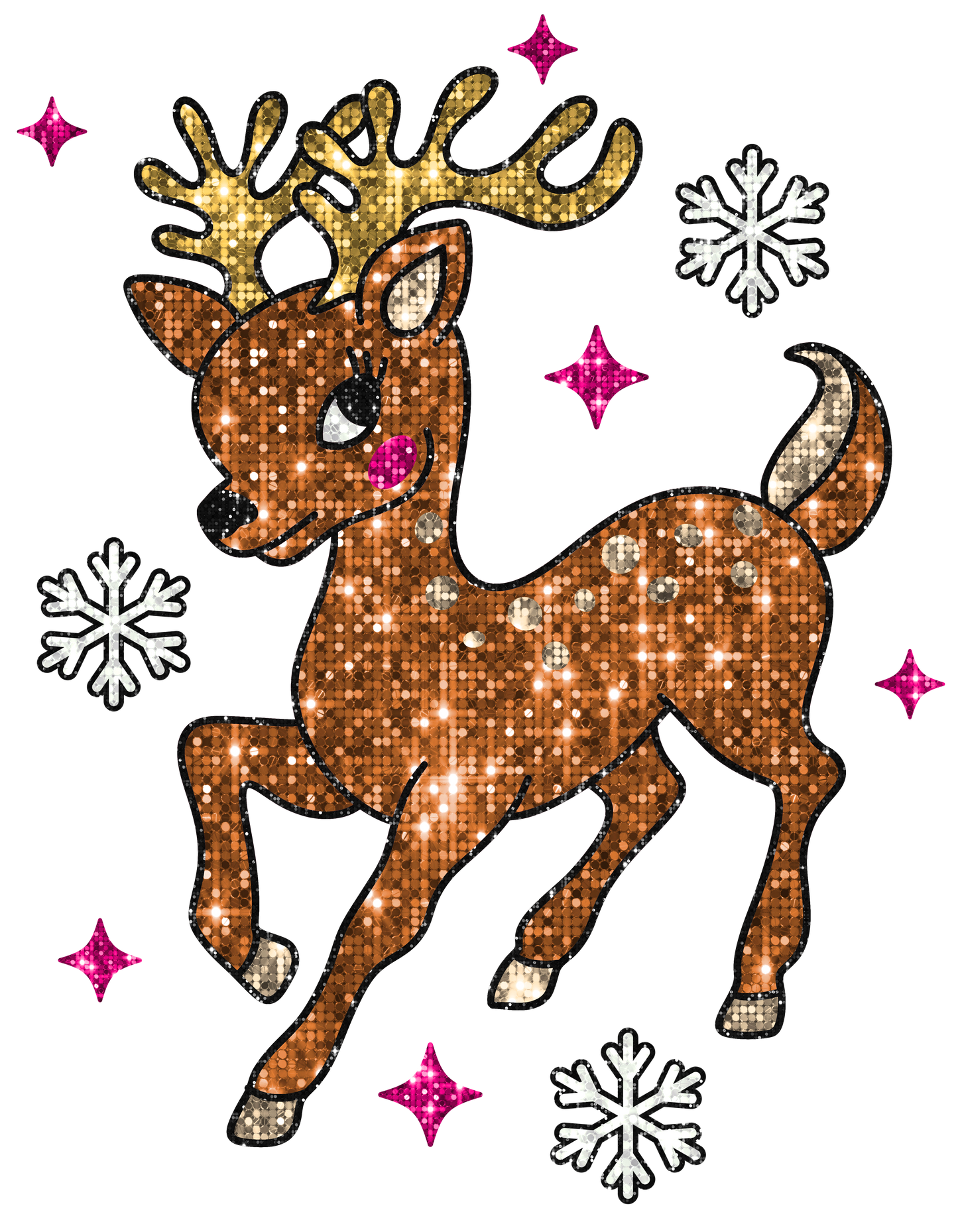 Doe With Pink Cheeks Faux Sequin - DTF