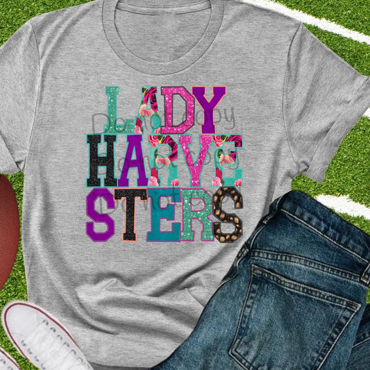 Lady Harvesters appliqué words-DTF