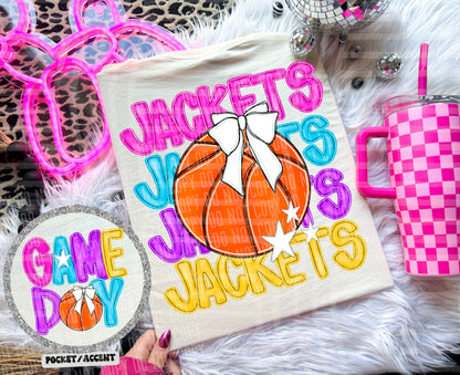 Bright Preppy Basketball(included FRONT AND BACK) DROPDOWN- DTF&UV