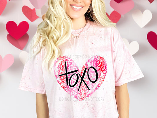 XOXO Heart Repeated Pink And Blk DTF