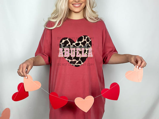 Loved Abuela Cow Print Heart DTF