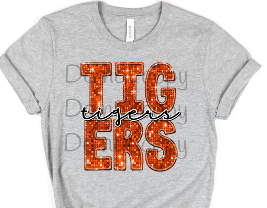 Tigers orange sequin tigers-DTF