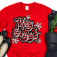 Merry and bright white outline -DTF