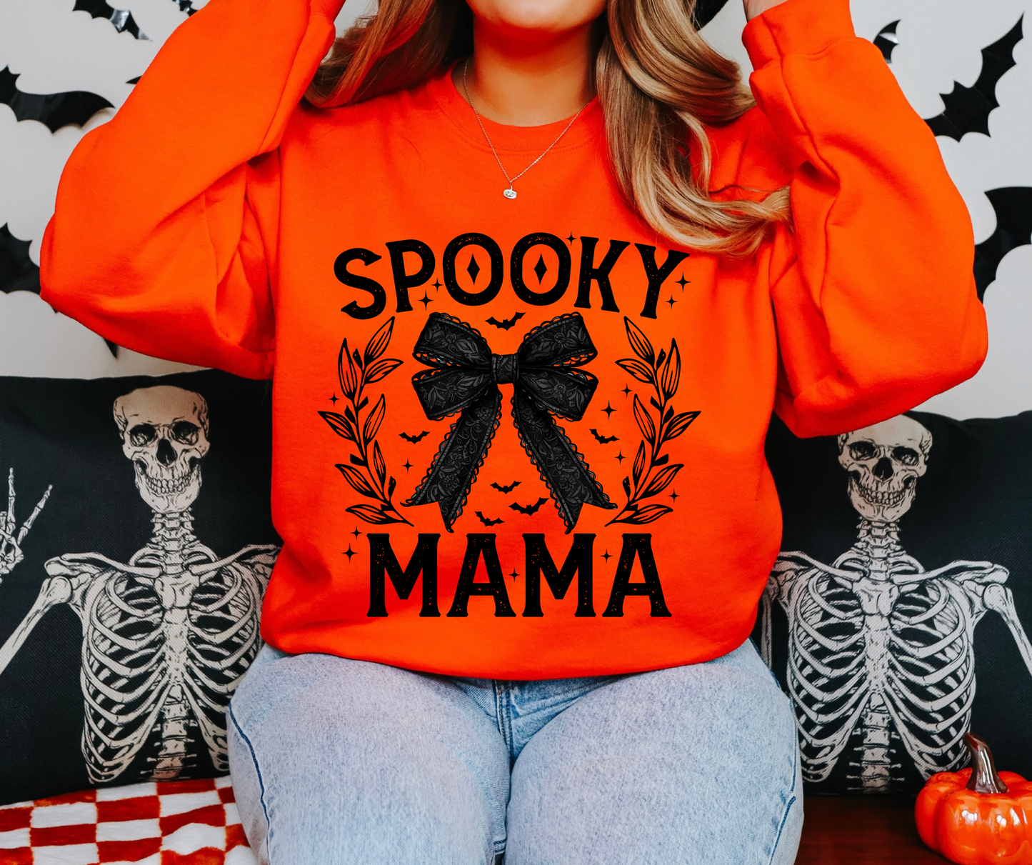 Spooky Mama Lace bow-DTF