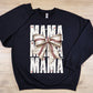 Mama white stacked baseball bow- DTF